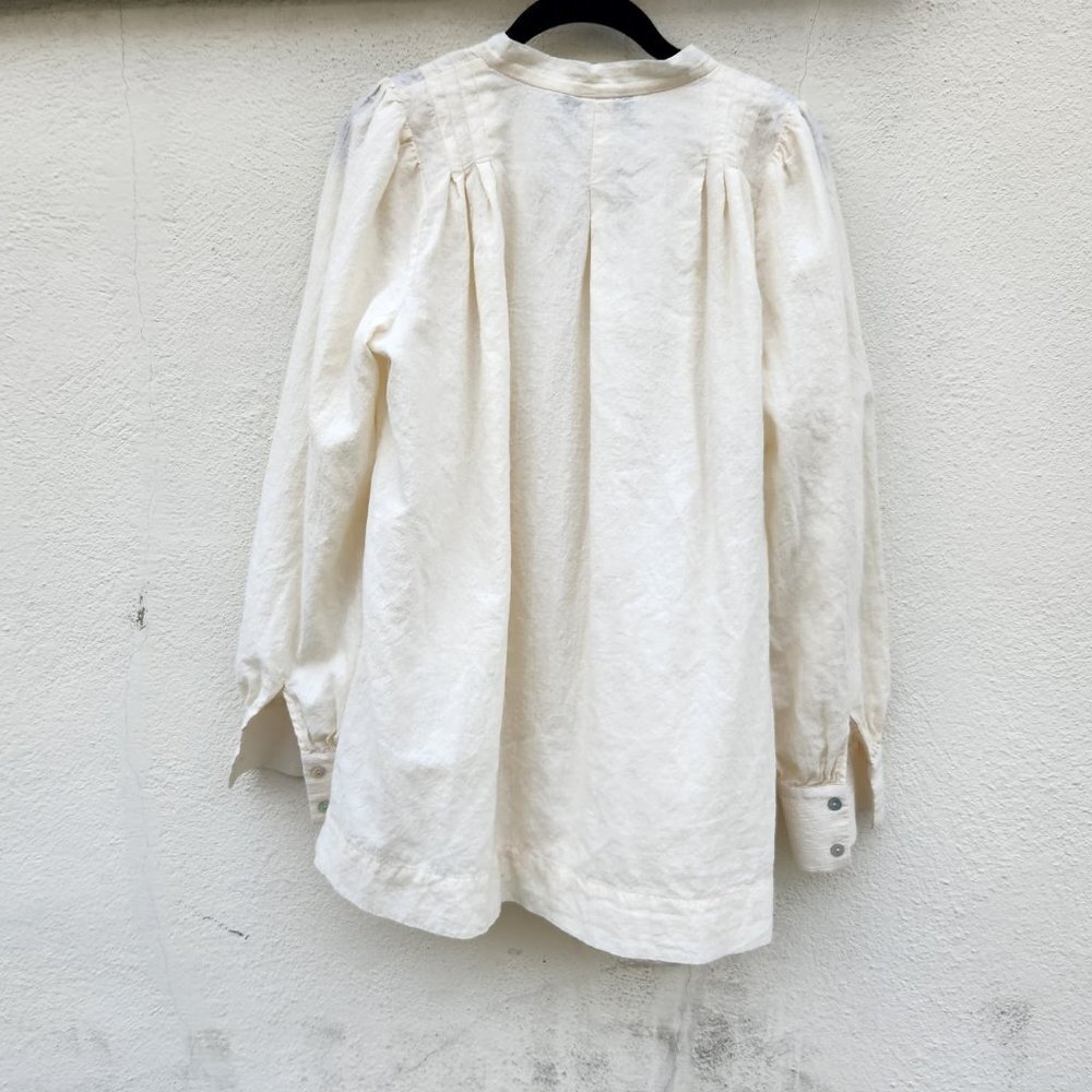 HATCH Ivory Tie Neck Wool Blend Blouse - Picture 4 of 6